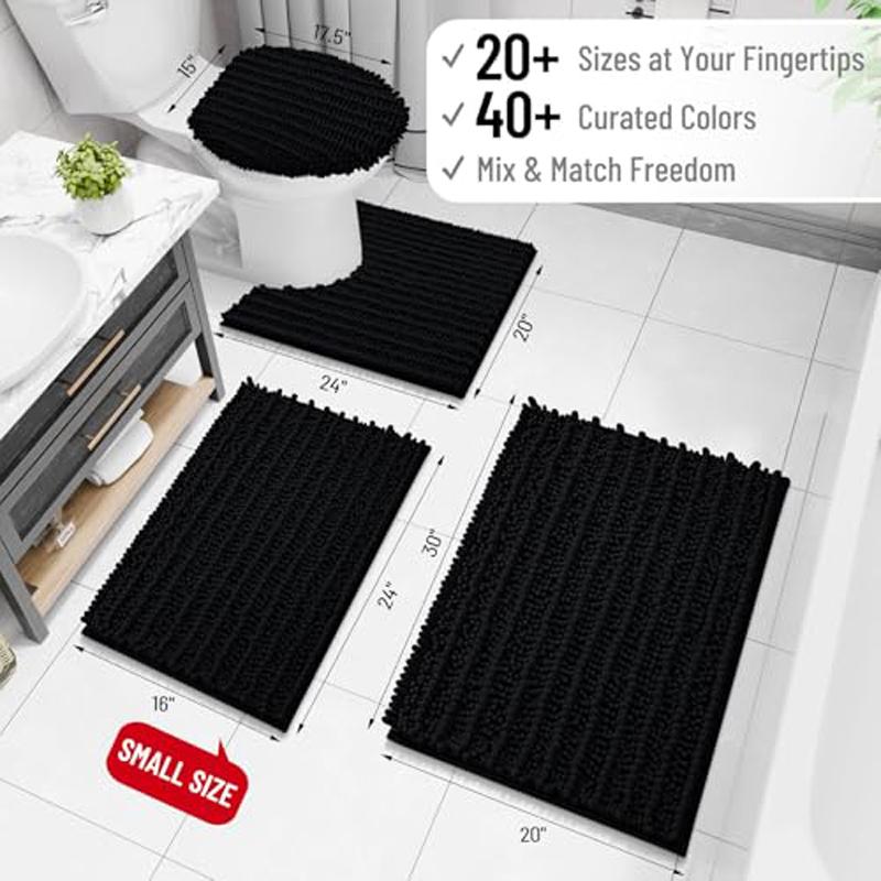 Tappetino da Bagno in Ciniglia Olanly Extra Morbido Shaggy Tappetino da Bagno Antiscivolo Tappeto da Pavimento per Bagno Assorbente Acqua Peluche Microfibra Tappeti Doccia