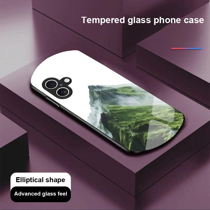 High Mountain Flow Für Apple IPhone 16 11 13 15 14 Pro Max 12 Mini 7 8 Plus XR XS Elliptisch Geformte Gehärtetes Glas Handyhülle