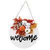 Round Wood Door Sign Farmhouse Front Door Hanging Welcome Sign Decors for Halloween Christmas