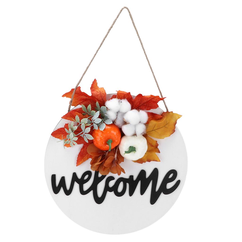 Round Wood Door Sign Farmhouse Front Door Hanging Welcome Sign Decors for Halloween Christmas