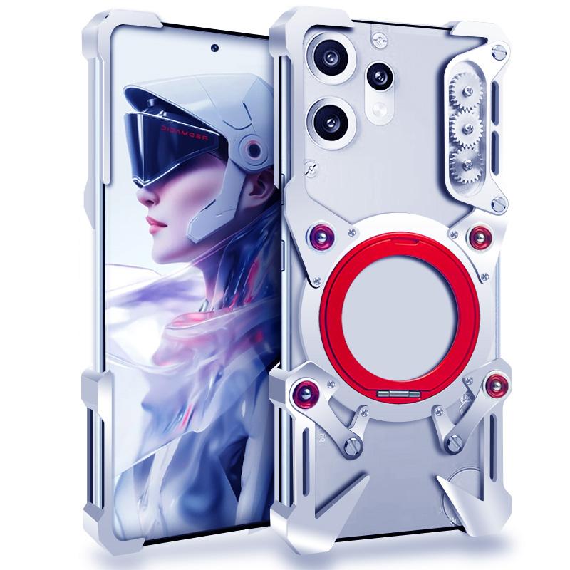 

Luxury Hollow Metal Case For Nothing CMF Phone 2 Pro Phone 3a Pro 2 2a Plus Aluminum Bumper Built-in 360° Bracket With Protector Nothing Phone (3a) срібний