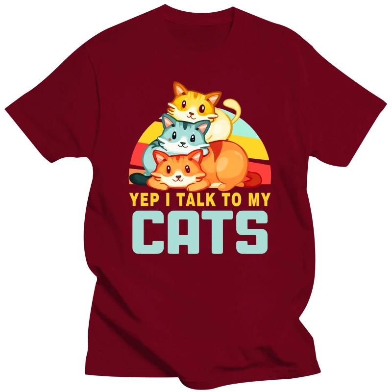 Yep I Talk To My Cats Graphic T Shirts Funny Cat Tshirt Black Oversize T-shirt Fashion Harajuku T-shirts Women Men Brand T-shirt