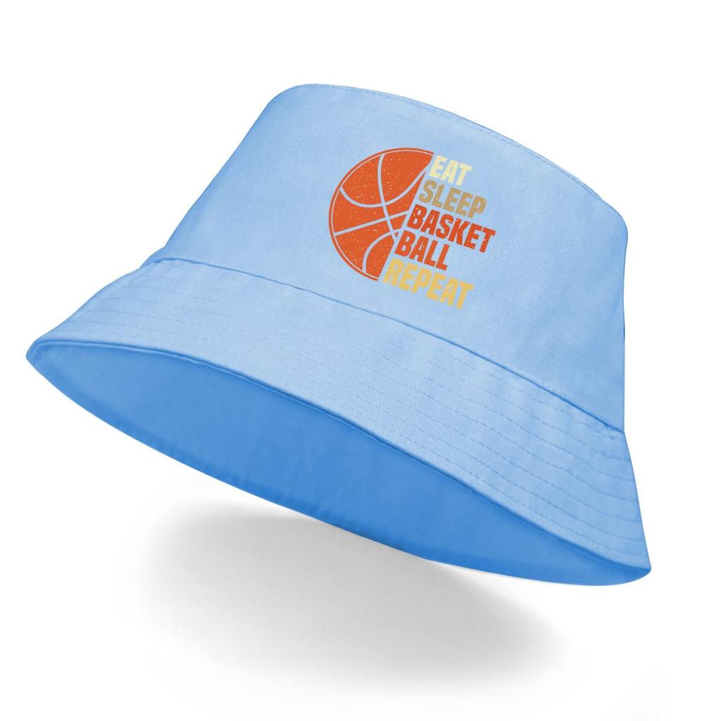 Bucket Hat With "EAT SLEEP BASKET BALL REPEAT" Print , Women's Hat Reversible Casual Wide Brim Fishing Cap