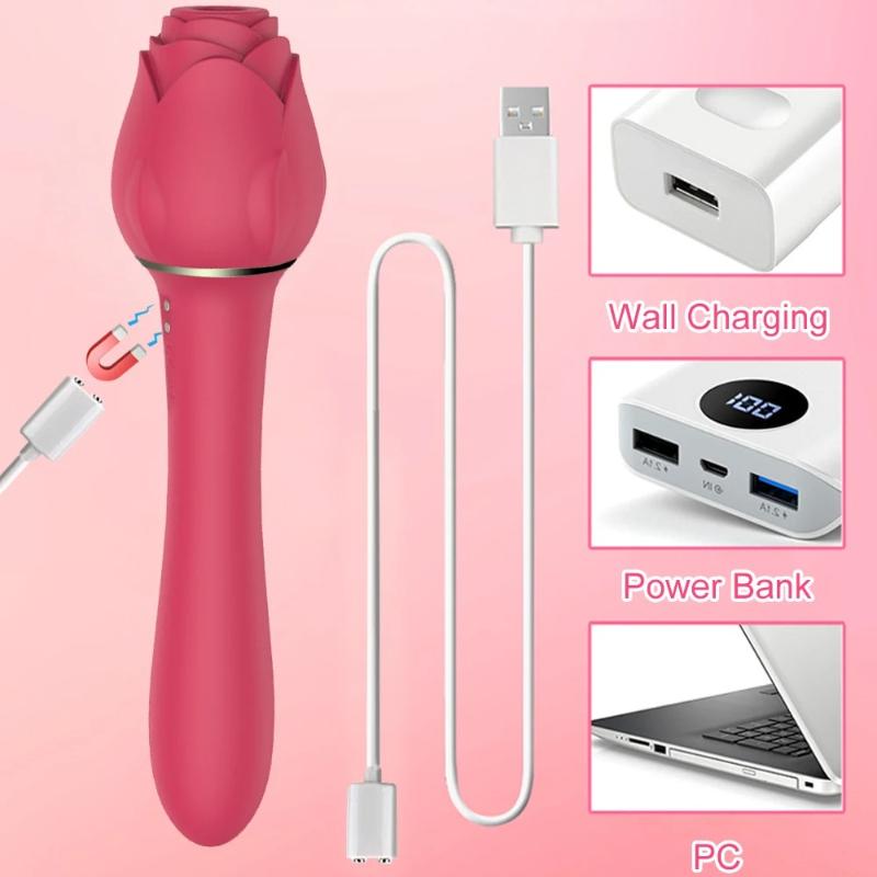 Rose-Sucking Toys Vibrator for Women Nipples Clitoris Vacuum Clit Sucker Stimulator Female Sex Toys Goods Vibrators for Adults Waterproof Masturbator