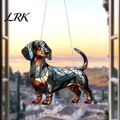 Sun Catcher Decoration for Windows Dachshund Hanging Ornament, Acrylic Window Catcher, Cute Car Ornament Dog Home Room Decor, Front Porch Decorative