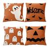 Halloween Embroidered Cushion Cover Soft Ghost Pillow Cover Embroidered Decorative Pillow Cover for Home Decor