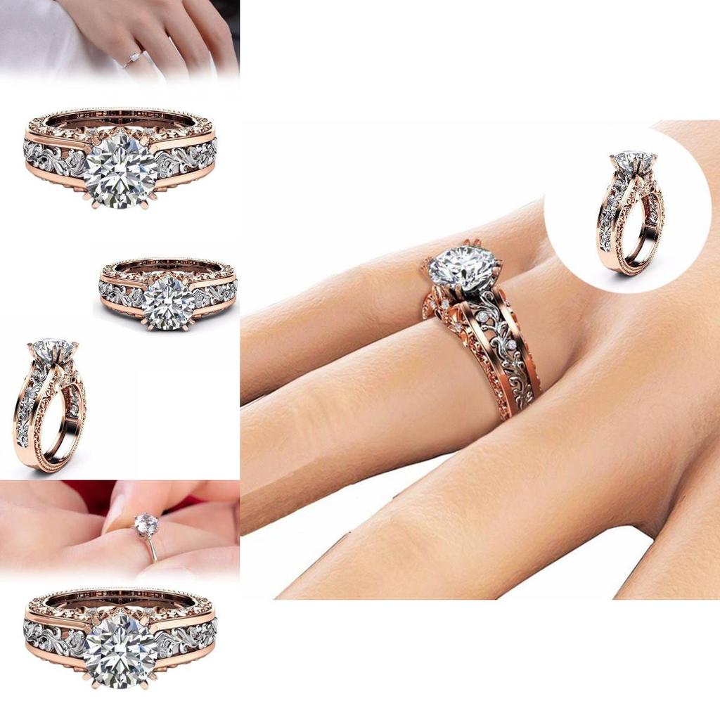 Stunning 14k Rose Gold Plated Colorful Floral Ring With Champagne Gemstone For Women