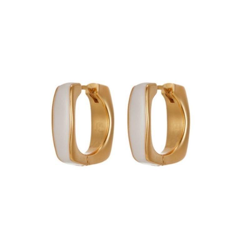 Temperament Gold Color Geometric Square Hoop Earrings For Women Fashion Personality Daily Commuting Jewelry Accessories