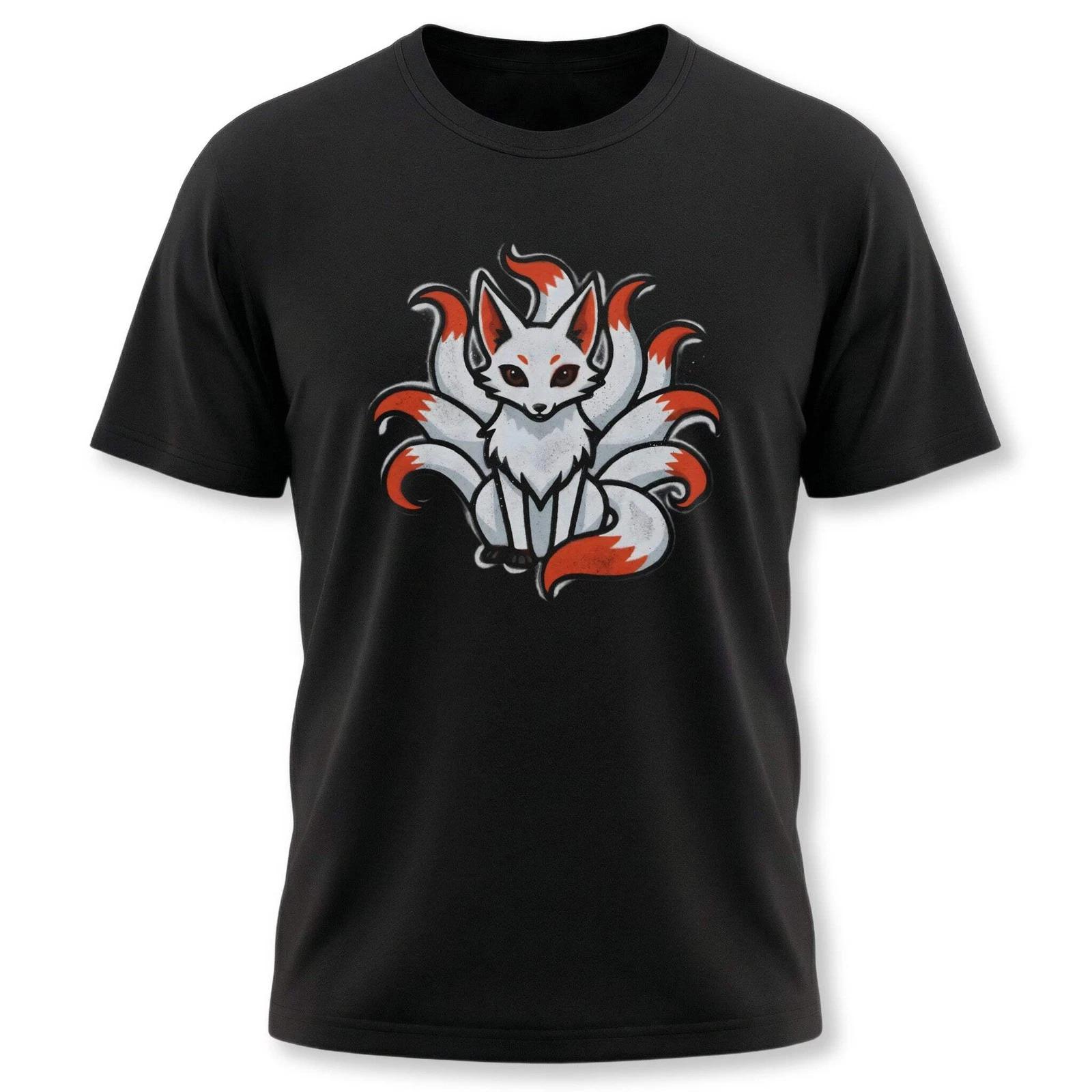 Nine Tailed Fox Kitsune T-Shirt | Japanese Mythology Spirit Fox Graphic Tee S