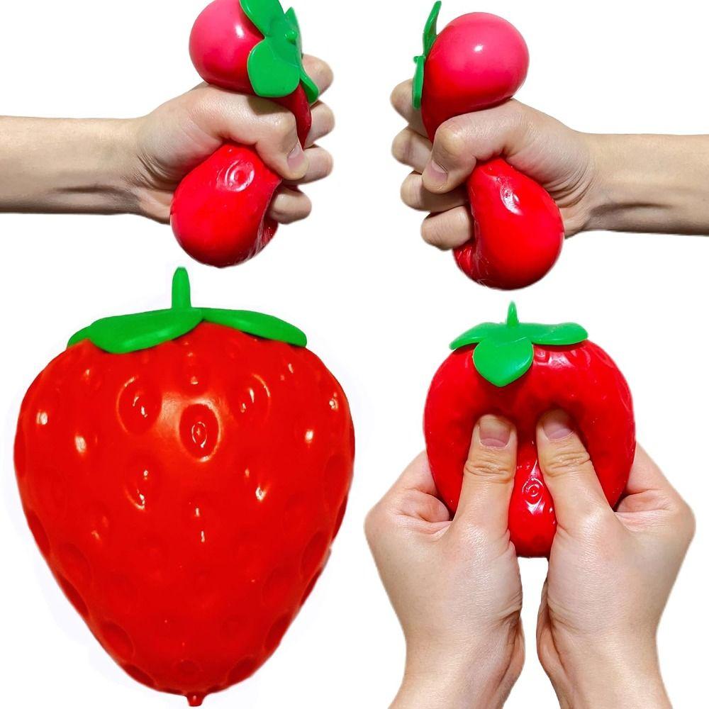 Cute Cute Shape Strawberry Squeeze Toy Soothing Texture Slow Rising Fidget Stress Ball Stress Relieving Ball Focus Improvement