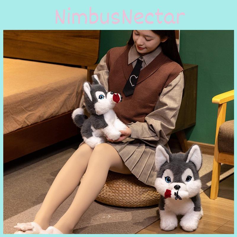 Rose Husky Creative Plush Toys Cute Valentine Days Girls Boys Holiday Gifts