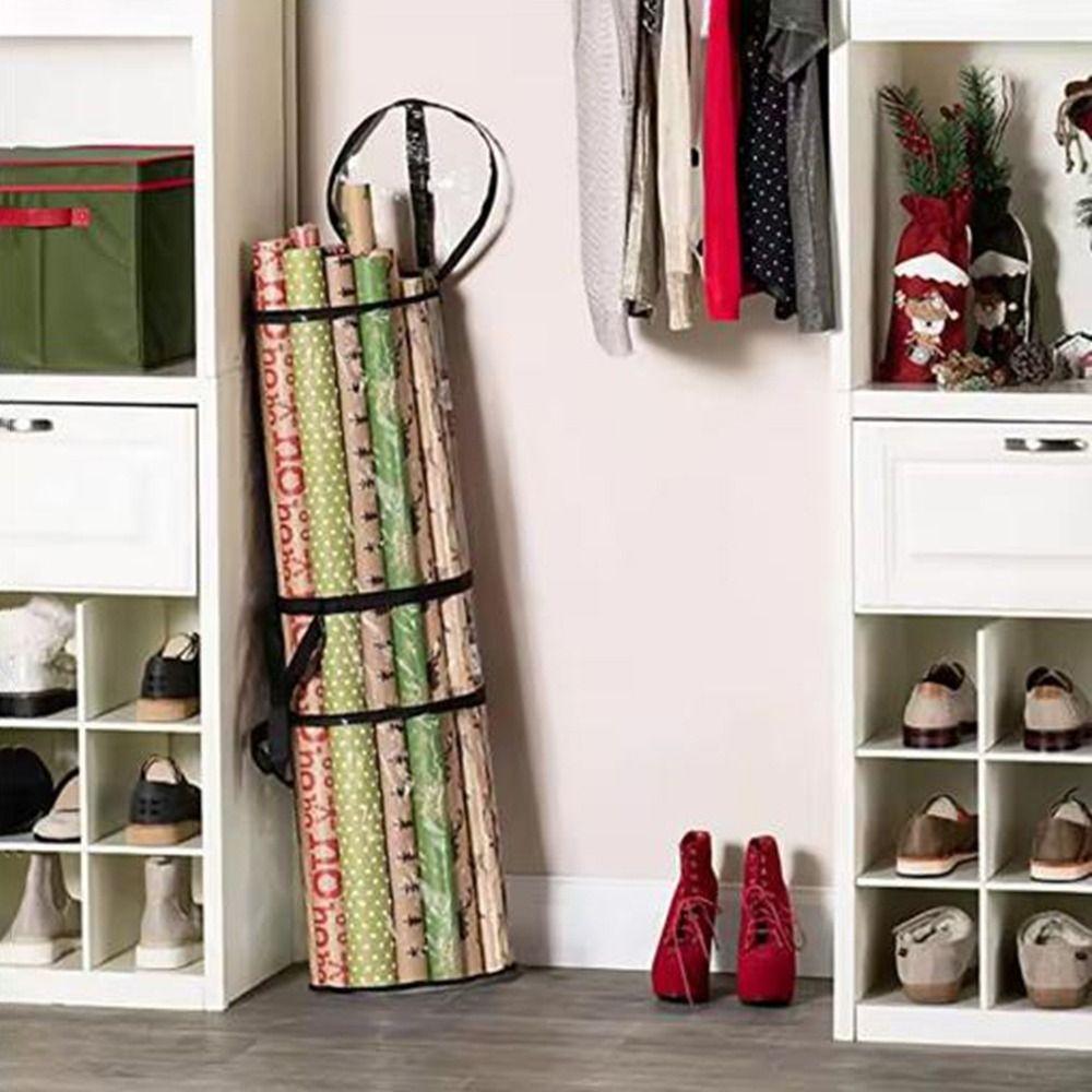 Large Capacity Gift Wrap Storage Bag Cylinder Gift Wrapping Roll Organizer Christmas