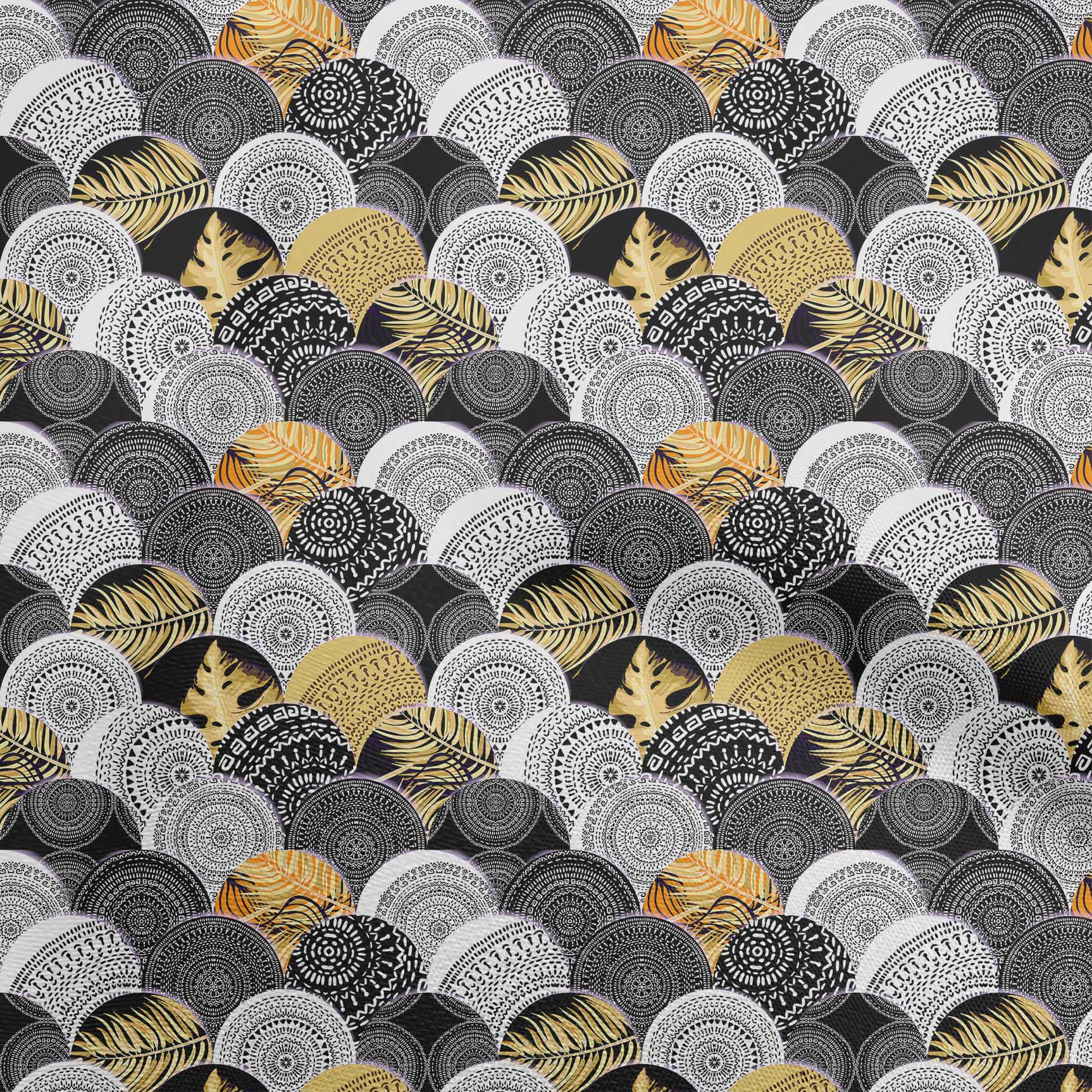 

OneOone Cotton Flex Персикова тканина Азіатська мандала для пошиття тканини для рукоділля з принтом у дворі 40 дюймів 42 Inch Wide - Viscose Chiffon жовтий