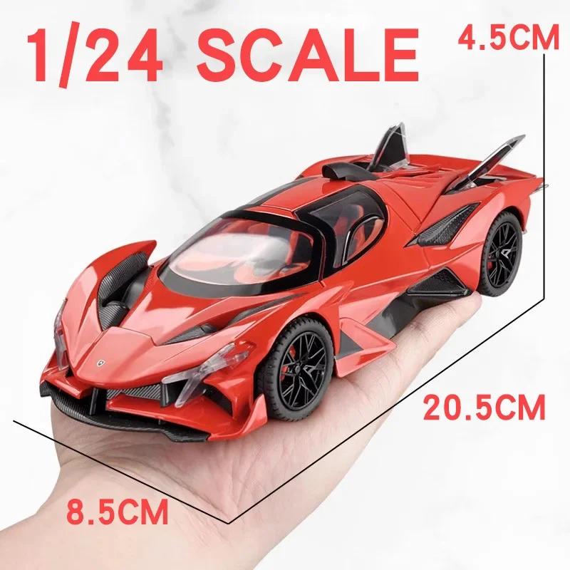 1/24 Diecast Apollo Project Evo Track Roadster Model Car Metal Miniature Car Sound & Light Collection Vehicle Toys For Boys Gift