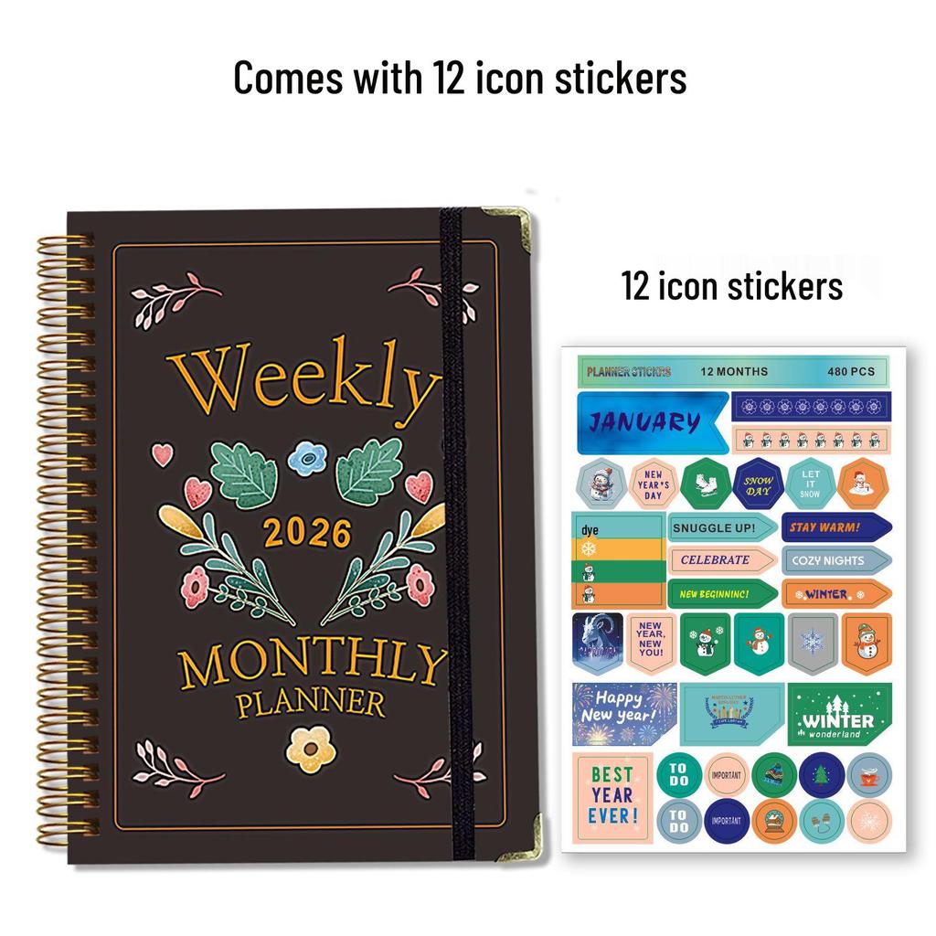 2026 English Business Planner: Cross-Border Stationery Diary with Coil Binding for Simple Scheduling and Record Keeping