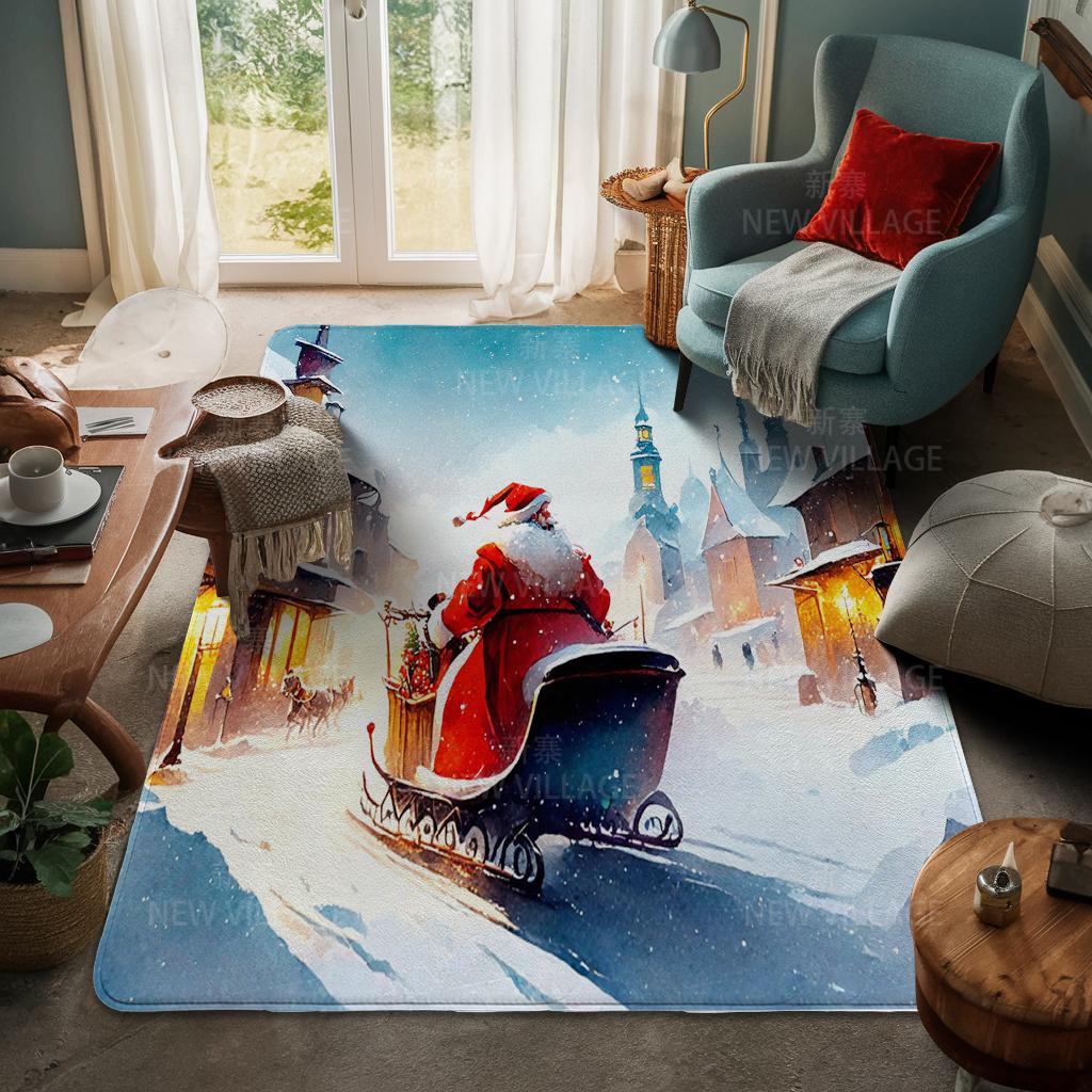 House Entrance Carpet Home Door Mat Living Room Bath Foot Bathroom Non-slip Water Absorption Rugs Bath Merry Christmas Winter