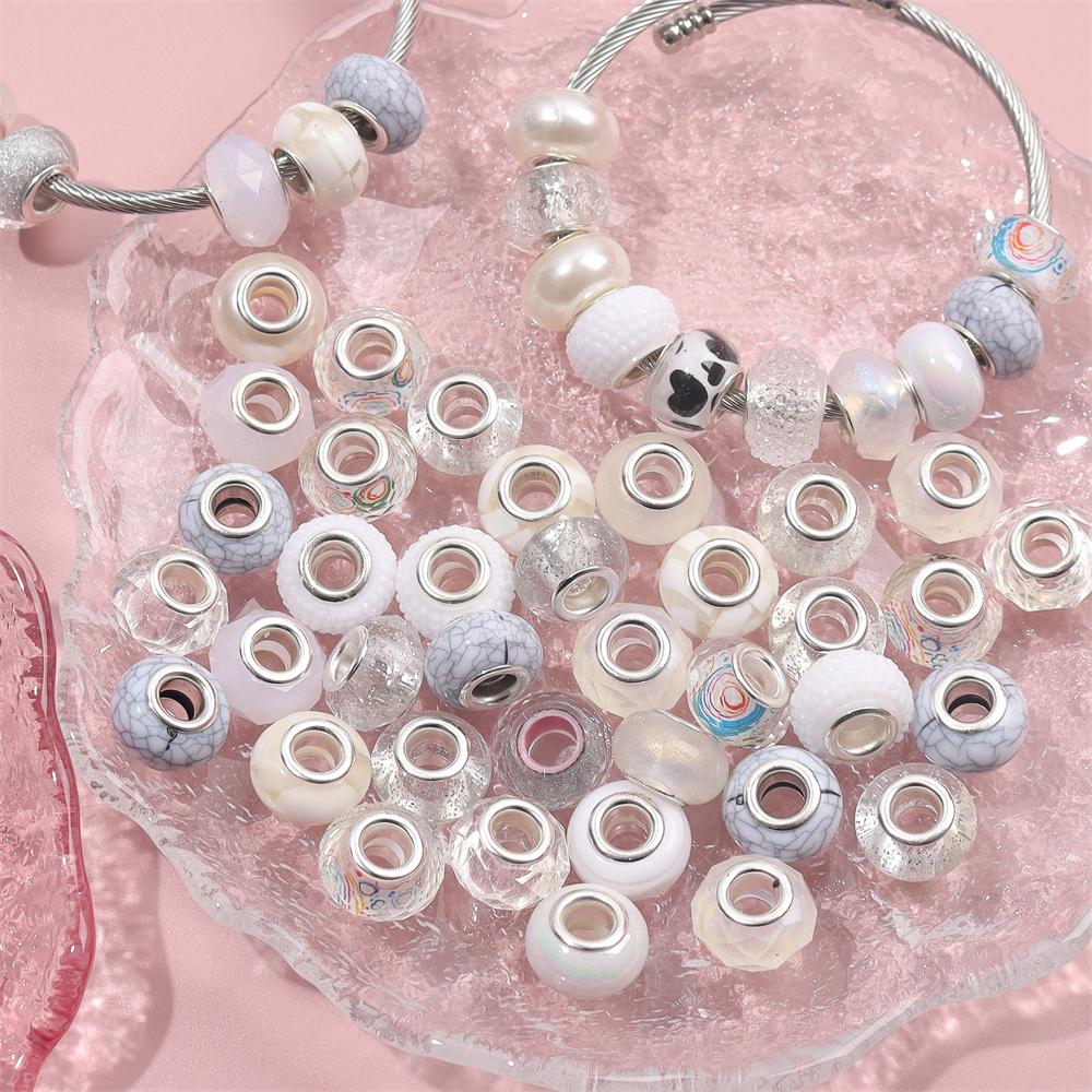 30/50/100pcs large hole bead 14mm European pen bead bracelet jewelry making interval bead pendant operation Christmas bead pen lamp handicraft DIY