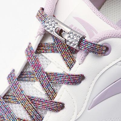 Bunte Glitzer Flache Schnürsenkel No-Tie Schnürsenkel Elastische Schnürsenkel Sneaker Diamant-Verschluss Schnürsenkel Ohne Binden Schuhzubehör