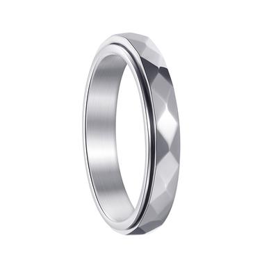 4mm Stainless Steel  Ring Wedding Engagement Band Rose Golded/Silvery Multi Faceted Fashion Band