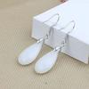 PANJBJ 925 Sterling Silver Rose Hotan Jade Earring for Women Girl Ethnic Style Versatile Temperament Jewelry Gift Dropshipping