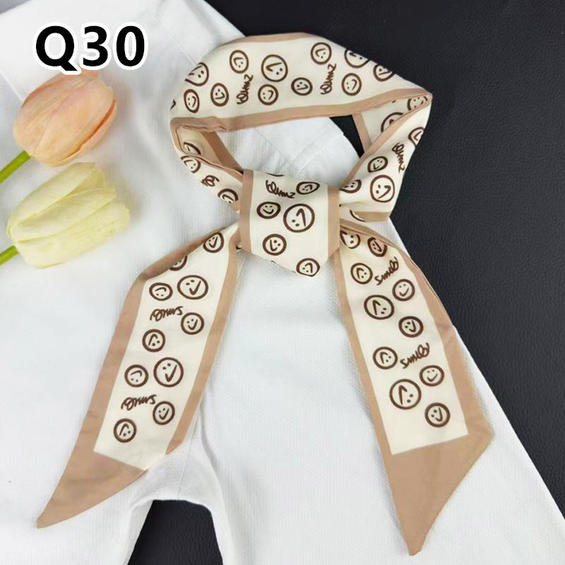New Long Versatile Silk Scarf Tied Hair Band Bow Letter Floral Streamer Tied Bag Gift Small Silk Scarf