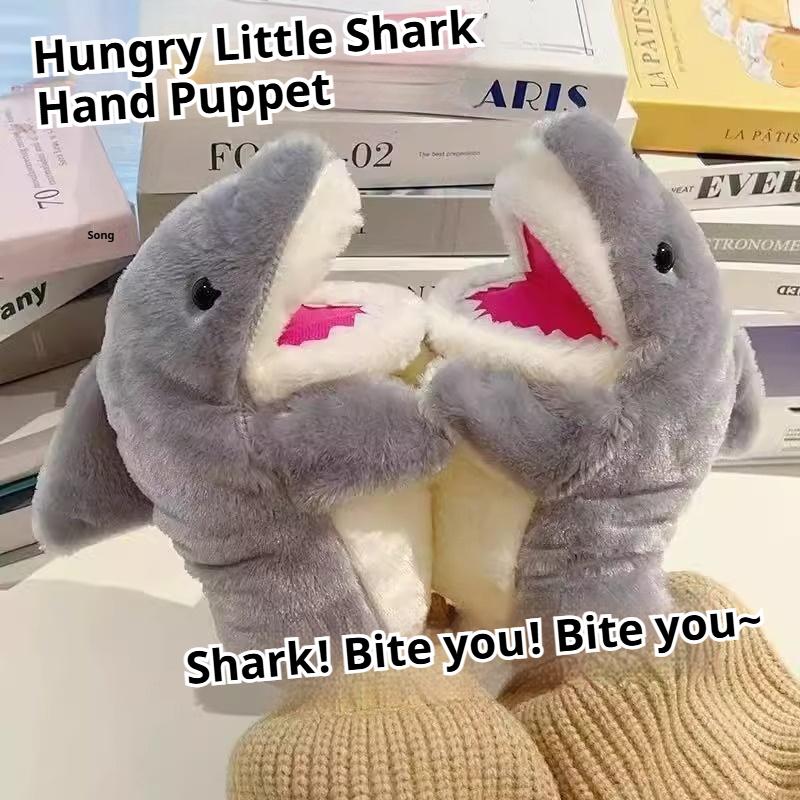 Little Shark Hand Puppet Gloves Cute Doll Plush Toy Can Open Mouth Doll Birthday Gift
