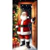 Santa Claus Christmas Door Cover Cloth Lining Decor for Outdoor Garden Kitchen Home Decorations Open the Door Holiday