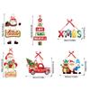 6 Set of Assorted Paper Christmas Door Hanging Decorations with Hanging Ribbons and Santa, Truck, Holiday Characters, and Sign Motifs