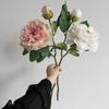 Artificial Peony Flower Head with Scorched Edge - Rich Peony Bouquet for Living Room Decoration