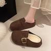 One foot on the retro ugly and cute thick-soled velvet outer wear autumn and winter new thermal bag head slippers