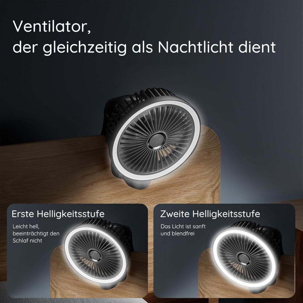 Multifunctional Quiet Table Fan with Night Light, 180 Oscillating Clip Fan, USB Small Handheld Fan for Home Office, Black
