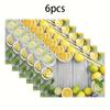 Lemon Fruit Placemats Set Of 2 Linen Fabric Fresh Citrus Table Mats Kitchen Decor Summer Dining Accessories Yellow Green Mint