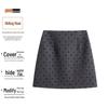 Gray Polka Dot High-Waist Wool A-line Mini Skirt for Women, Slightly Plus-Size MM, Spring/Autumn Style, Thickened Bodycon.