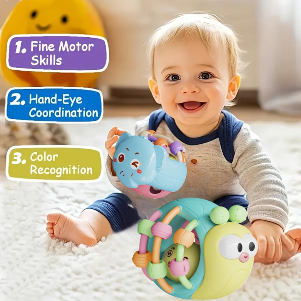 Baby Handheld Rattle Toy Infant Grasping Ball Soft Teething Toy Sensory Development Educational Toy for Newborns and Toddlers Safe Design