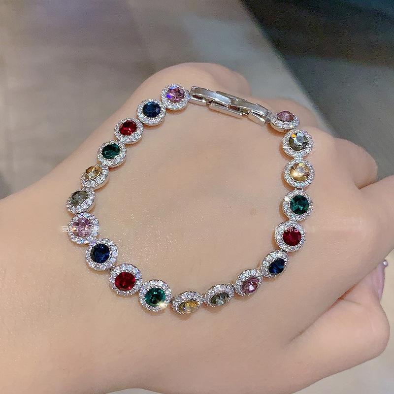 Zircon Round Simple Bracelet Temperament Bracelet Light Luxury High-End Jewelry Women