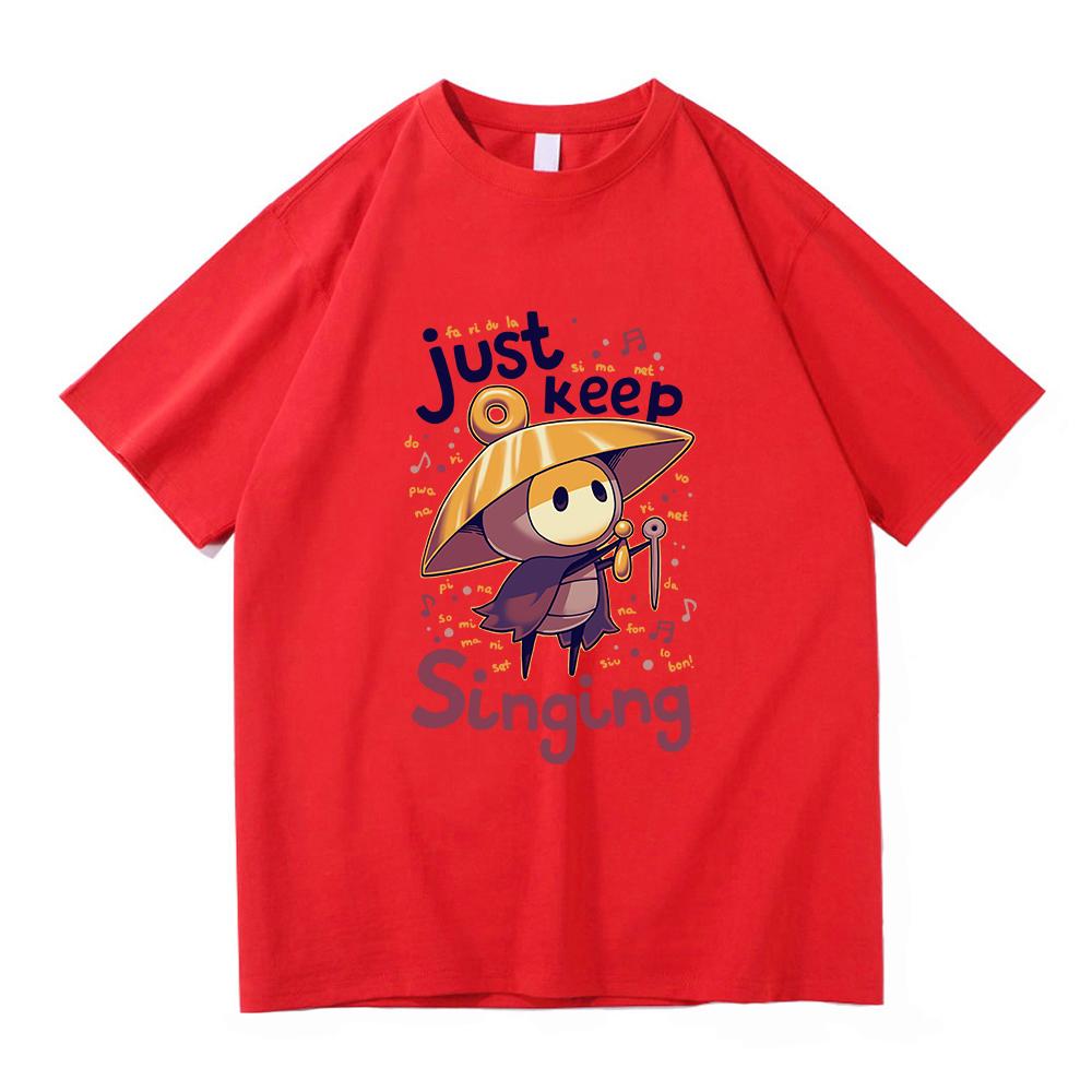 Just Keep Singing Sherma Silksong Hollow Knight TShirt Menwomen Clothing Harajuku High Quality Tops for Gifts Cotton TShirts S