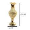 Hand Crafted Metal Flower Vase with Beads (10 Inch),Golden, Hand