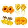 Women Boho Flower Earrings Lightweight Fabric Yellow Flower Ear Studs Holiday Earrings for Parties Beach Summer Vacation