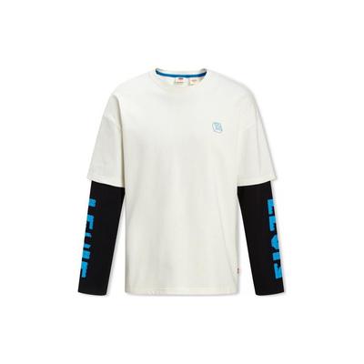 Levis Logo Embroidered Letter Round Neck Pullover T-Shirt Unisex T-Shirts White A5439-0000