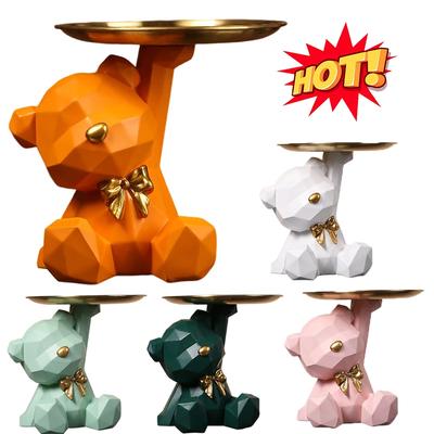 Llavero geométrico de oso, figura de resina para entrada, manualidades, decoración de escritorio, dulces, artículos diversos, suministros para el hogar, sala de estar