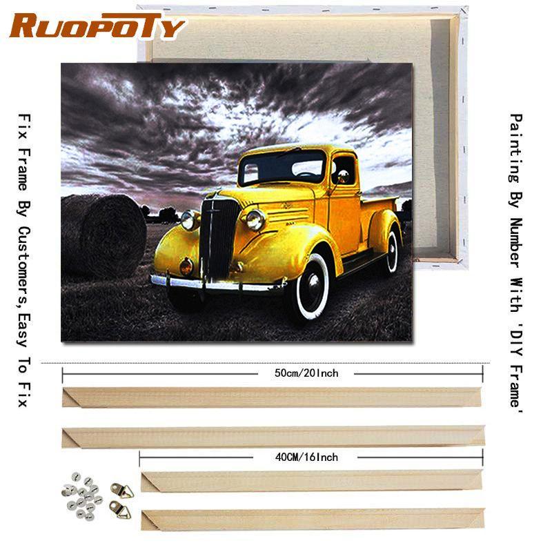 RUOPOTY DIY Digital Photo Frame Black and White Scenery Unique Gift Acrylic Oil Painting Digital Character Wall Art