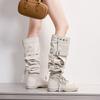 Womens Knee-High Chunky Heel Boots Round Toe Wide Calf Over-the-Knee Fashion Winter