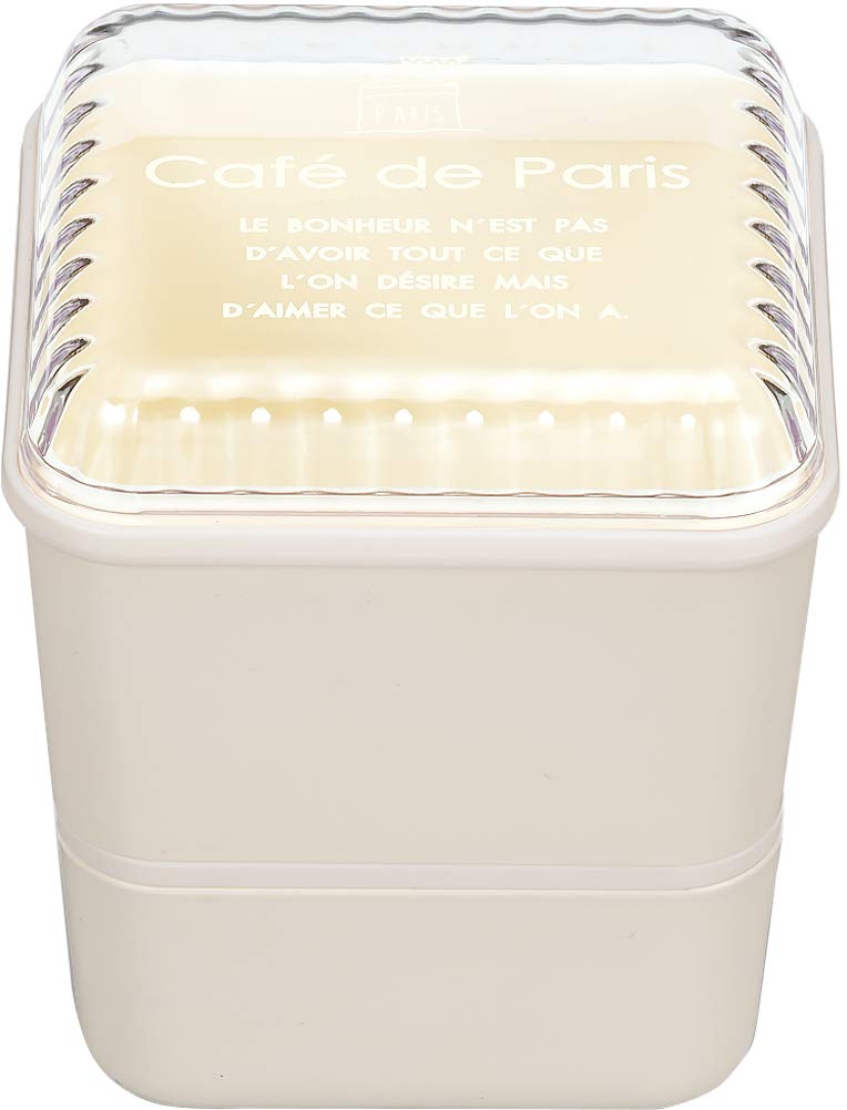 Masakazu Antibacterial Bento Square Nest de Made in Product Box, Lunch, Café Paris, 10x10x11cm, Ivory, Japan, Number 48-79243-8