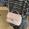 Women's bag 2025 new fashionable and versatile high-end shoulder messenger bag small fragrant wind diamond chain portable small square bag