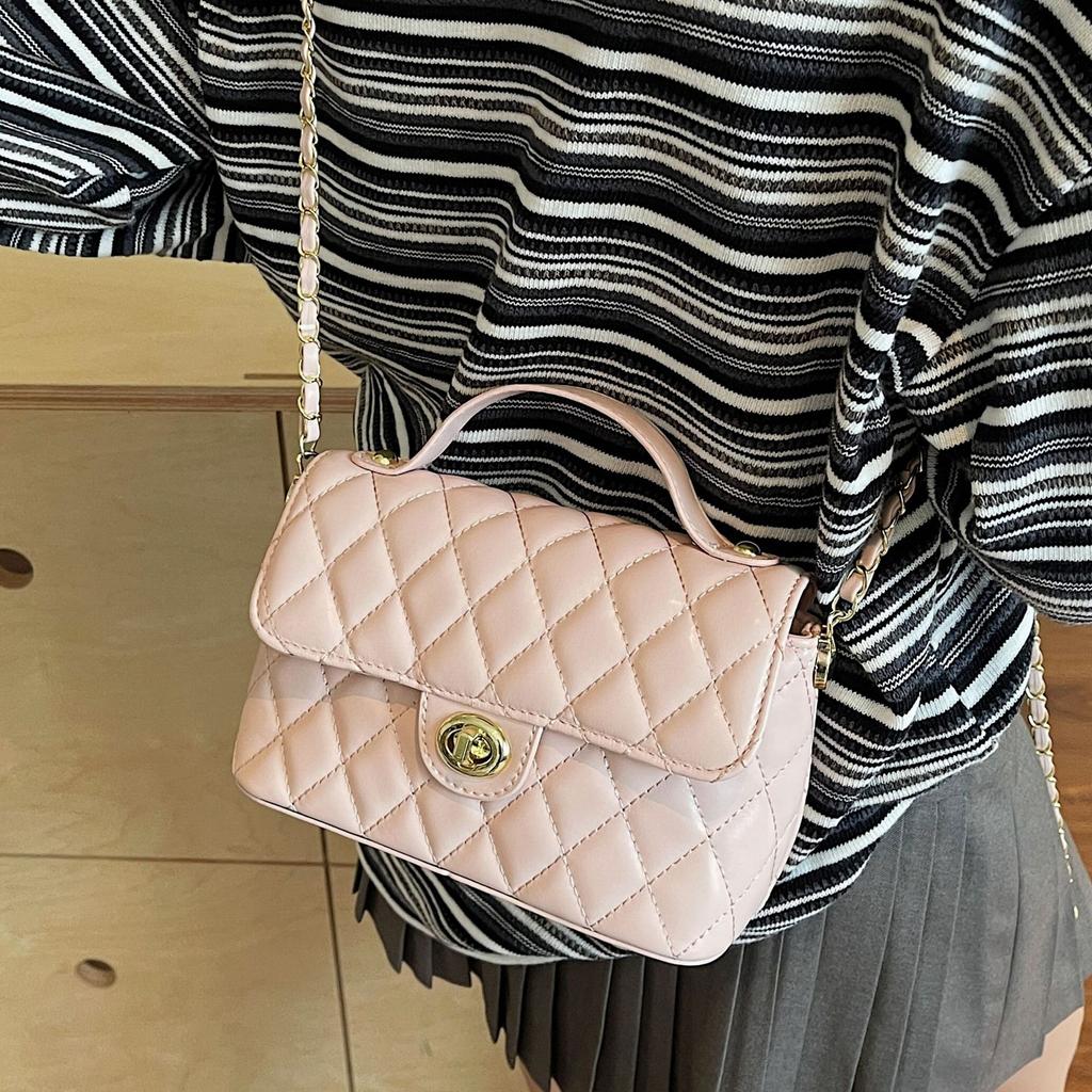 Women's bag 2025 new fashionable and versatile high-end shoulder messenger bag small fragrant wind diamond chain portable small square bag