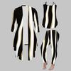 Plus Size Geometric Pattern Print 3 Piece Outfit, Long Sleeve Open Front Cardigan Cami Top Leggings Set for Women