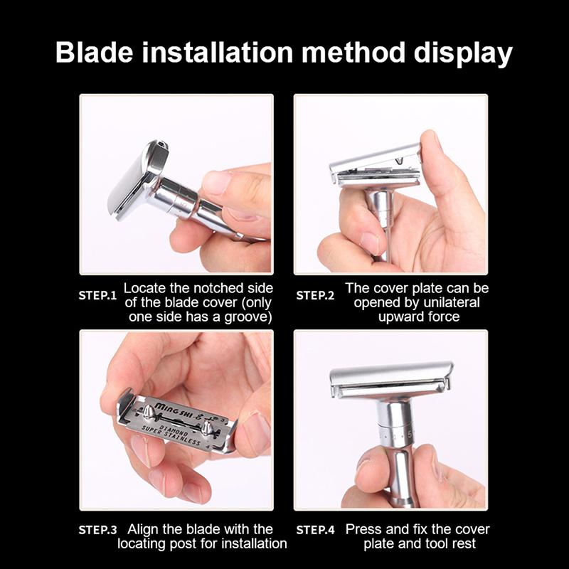 Men Shaver Barber Tools Hair Razor Adjustable Double Edge Classic Safety Razor With 5 Pcs Stainless Steel Blades Shaver