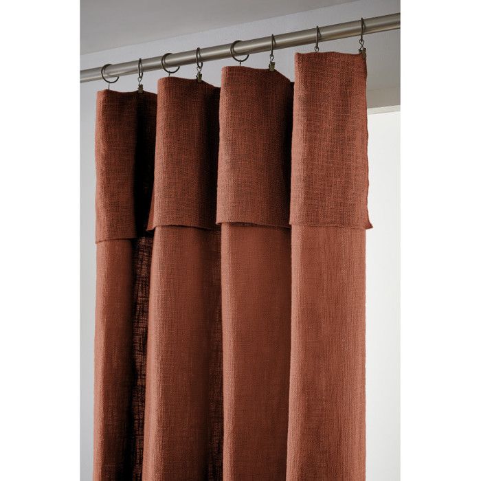 Rideau ajustable + 8 anneaux pince "Sixtine" 140 x 270 cm - Sixtine Terracotta - 2 Panneaux ajustable 140 x 270 cm