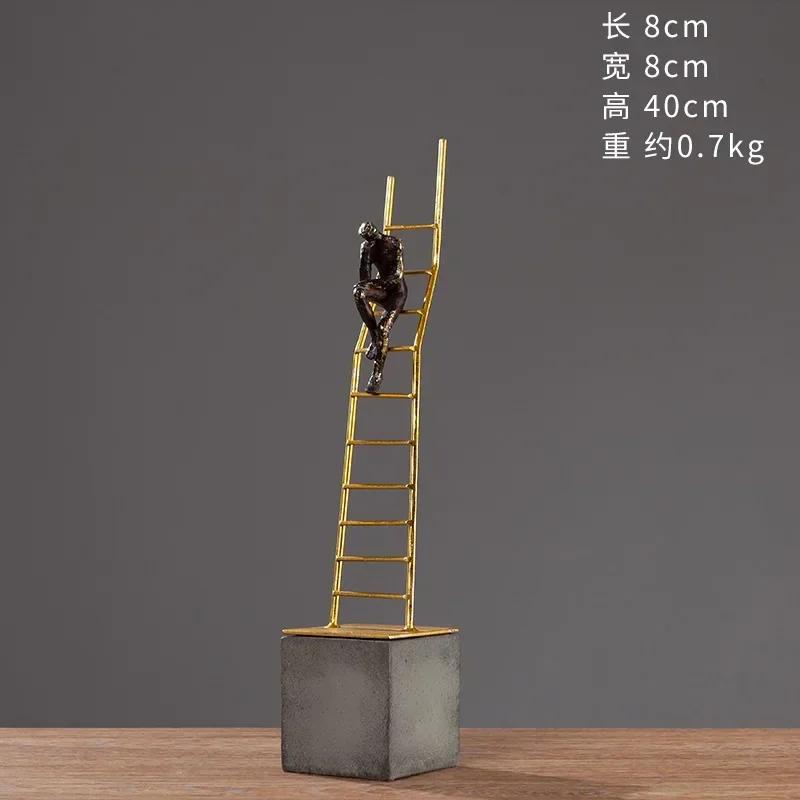 

Статуя персонажа-лестницы из смолы, абстрактные поделки, золотые фигурки-лестницы, скульптура, украшение стола, украшения, современный домашний декор