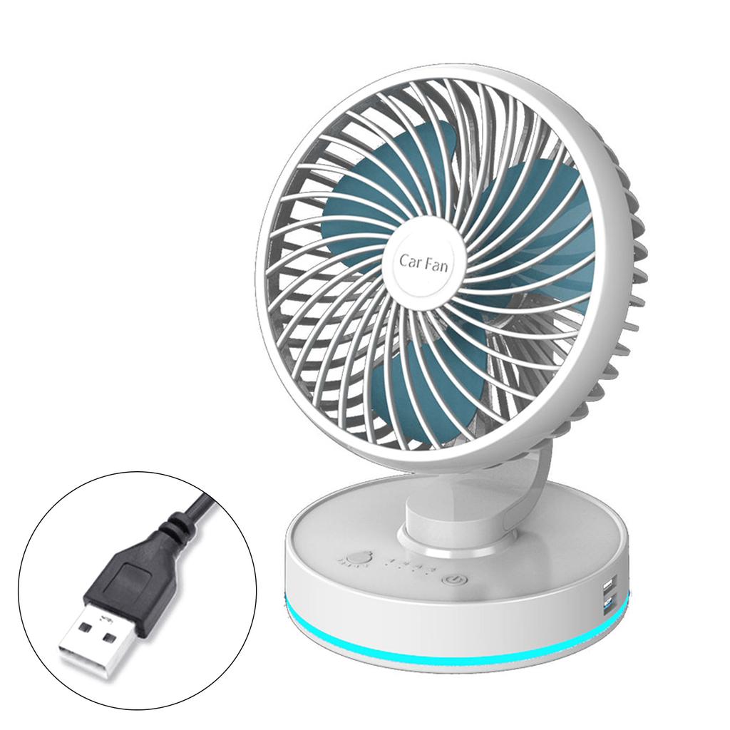 Electric Fan USB/Cigarette Lighter Plug Cooling Fan Foldable Air Circulator Fan for Car SUV Home 4 Gear Car Fan